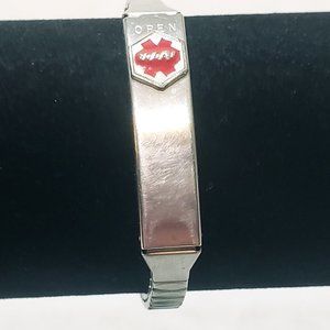 Medilog Speidel Bracelet Silver Tone Stainless Steel Stretch Medical ID